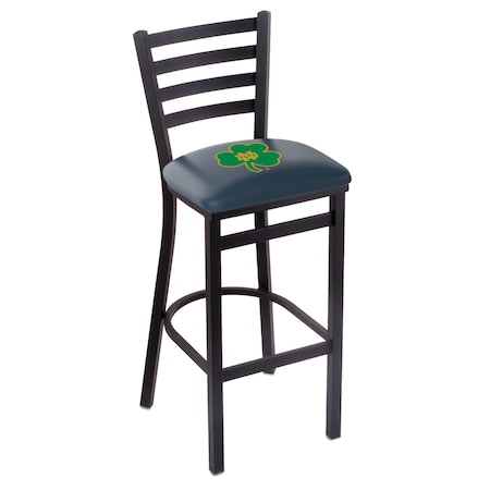 Holland Bar Stool Co 25" Blk Wrinkle Notre Dame Shamrock Station Counter Stool, Ladder Back L00425ND-Shm